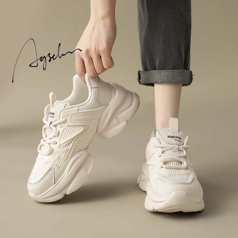 231140厚底老爹鞋女2023新款秋季轻便百搭休闲运动鞋超火小白鞋