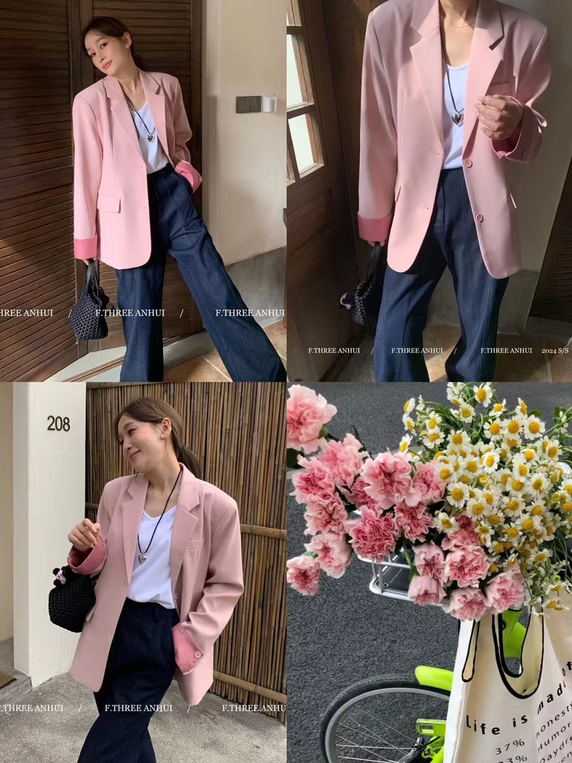 韩版小西装时尚休闲百搭洋气纯色气质小西服