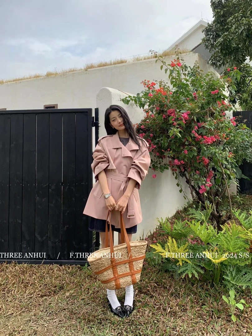 设计师韩版气质百搭休闲时尚风衣中长款