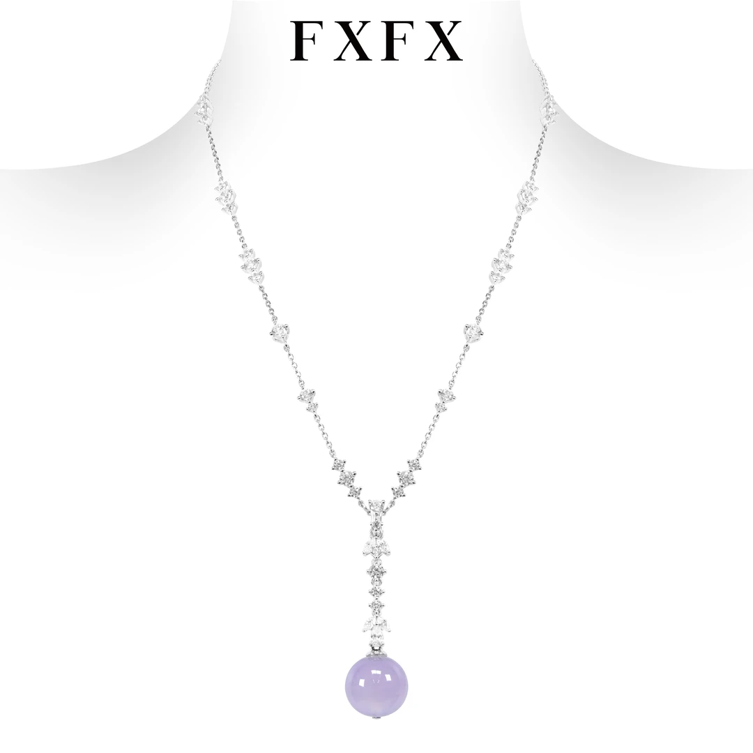 FXFX 坠链均925银合成锆石 【人鱼恋】时尚镶嵌设计师 春日花花项链