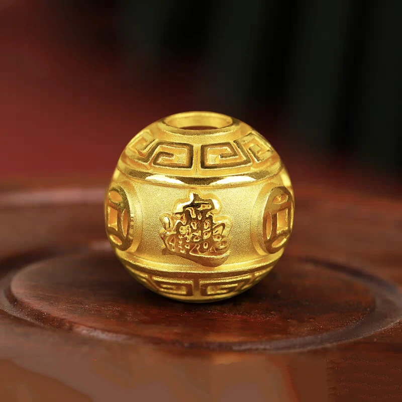 精工铜合金招财进宝钱币珠貔貅大孔转运珠diy手链项链编织配件