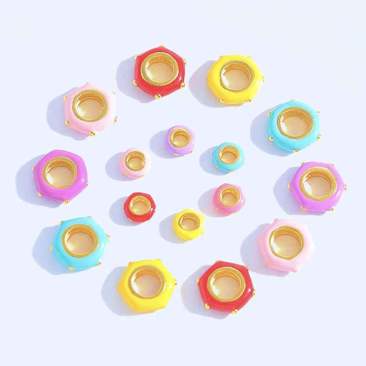 精致铜合金烧蓝滴油多巴胺跑环彩色隔圈隔片隔珠diy编绳配件