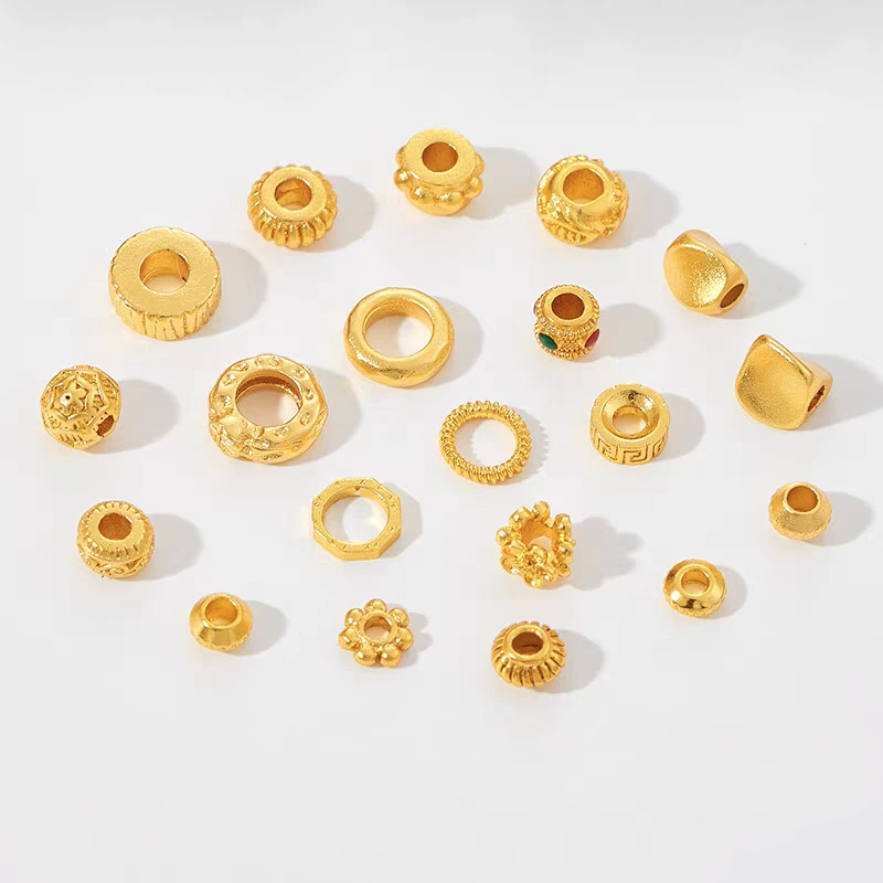 铜合金迷你雪花飞碟齿轮回纹通孔隔珠隔片扭扭珠diy配饰配件