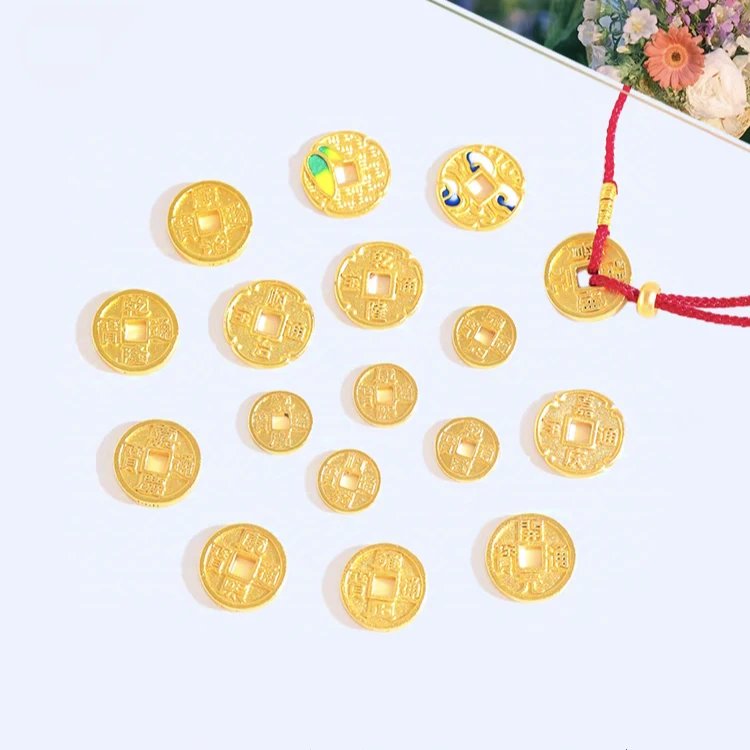 铜合金五帝钱币乾隆康熙雍正顺治嘉庆diy配件手链编绳配件男女