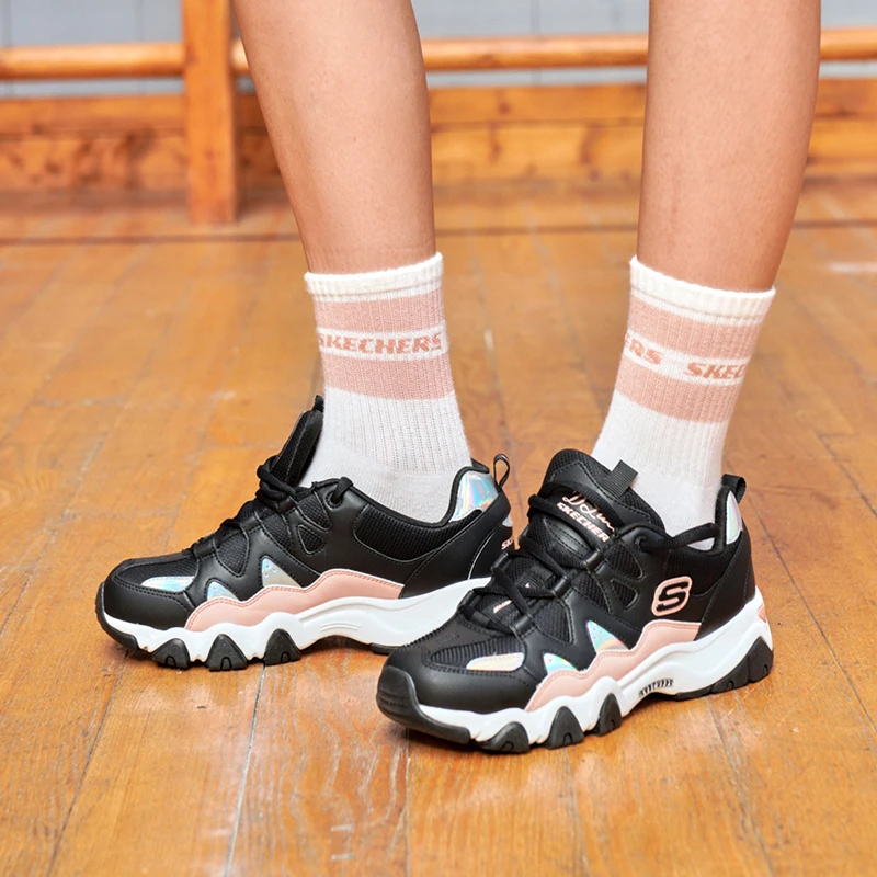 SKECHERS/斯凯奇女复古运动百搭撞色拼接厚底老爹熊猫鞋66666312