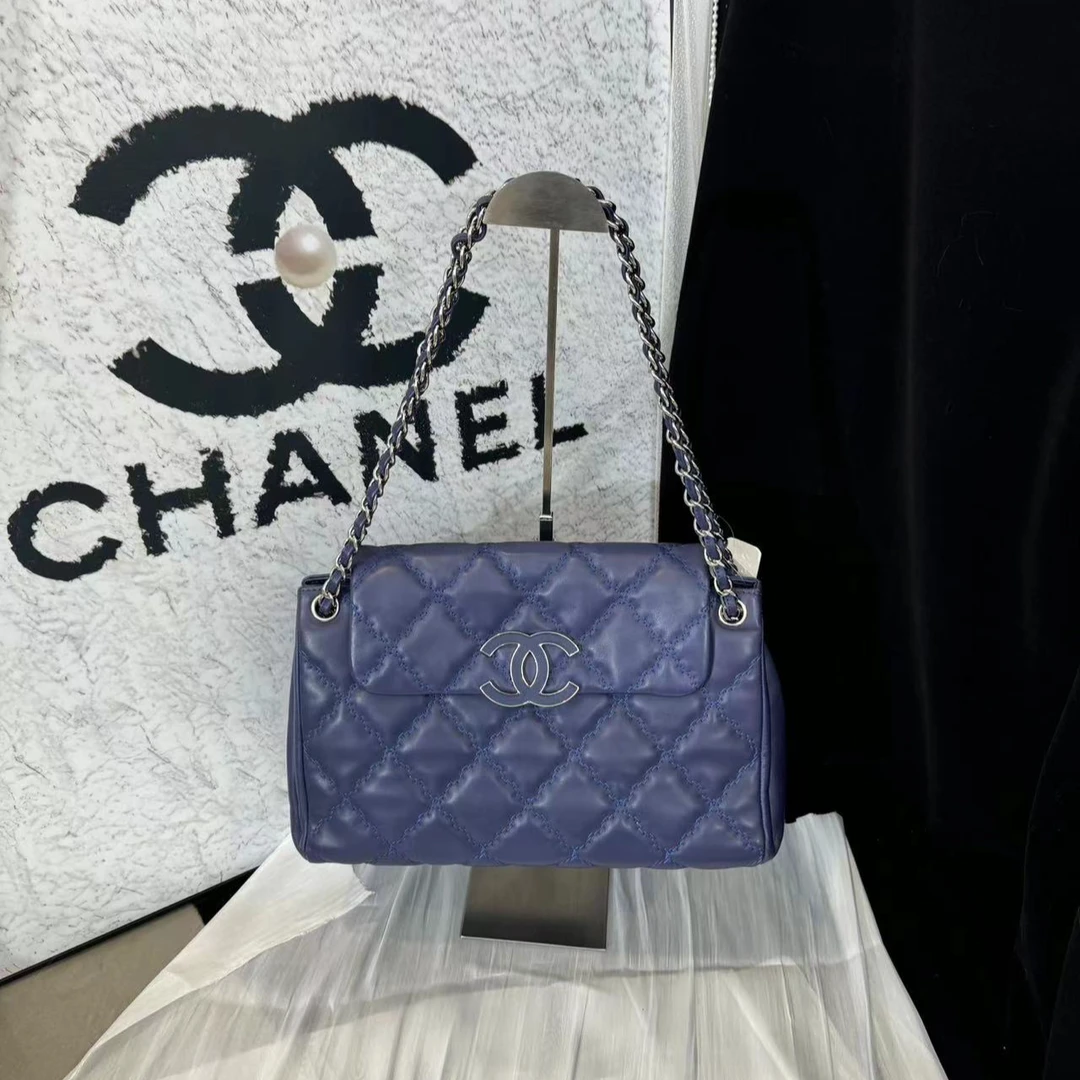 95新 Chanel/香奈儿 坤球奢选 香奈儿蓝银单肩包