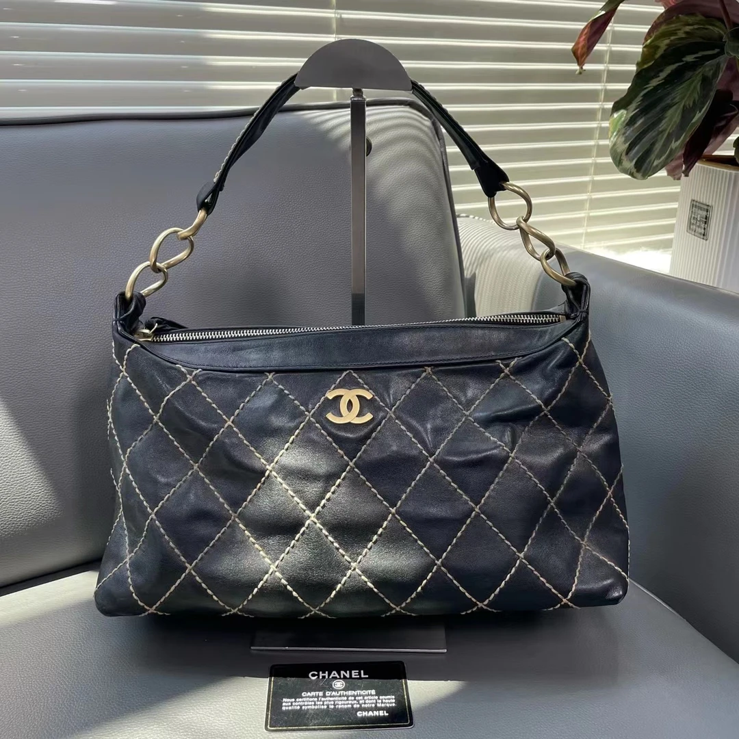 95新 Chanel/香奈儿 坤球奢选 香奈儿中古外缝线饺子包