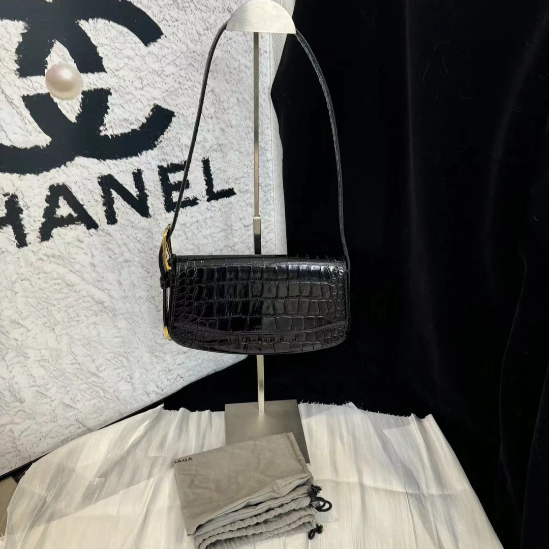 95新 Balenciaga/巴黎世家 坤球奢选 巴黎世家黑金幽灵单肩包