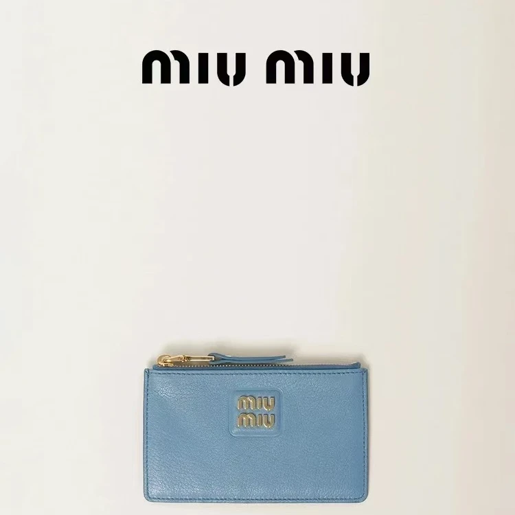 95新 MIU MIU/缪缪 坤球奢选缪缪蓝金卡包
