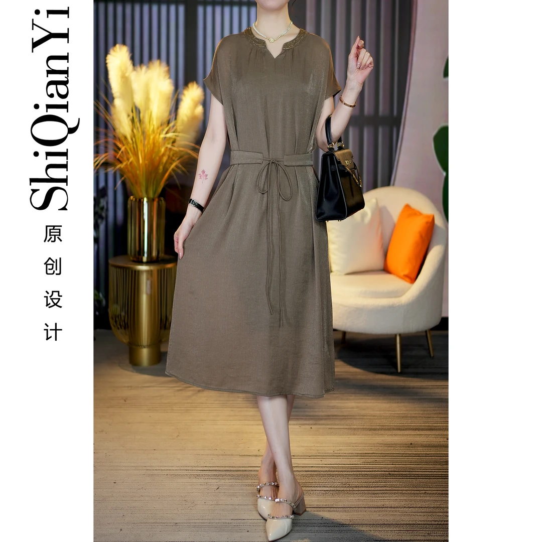 【诗千逸定制】2024名媛阔太太轻奢休闲显瘦国风A1245女装连衣裙
