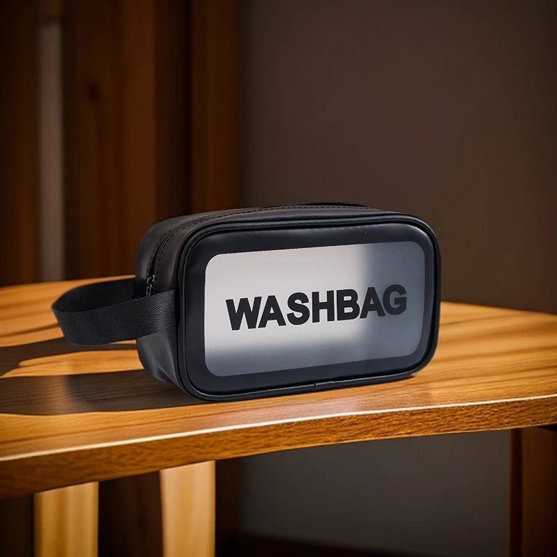 PVC透明化妆包简约大容量洗浴包PU防水便携洗漱包手提旅行收纳包