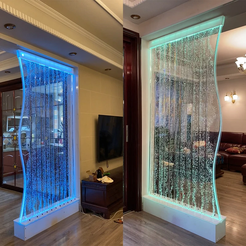亚克力水幕墙流水屏风单边S款客厅玄关厕所隔断墙厂家直销可定制