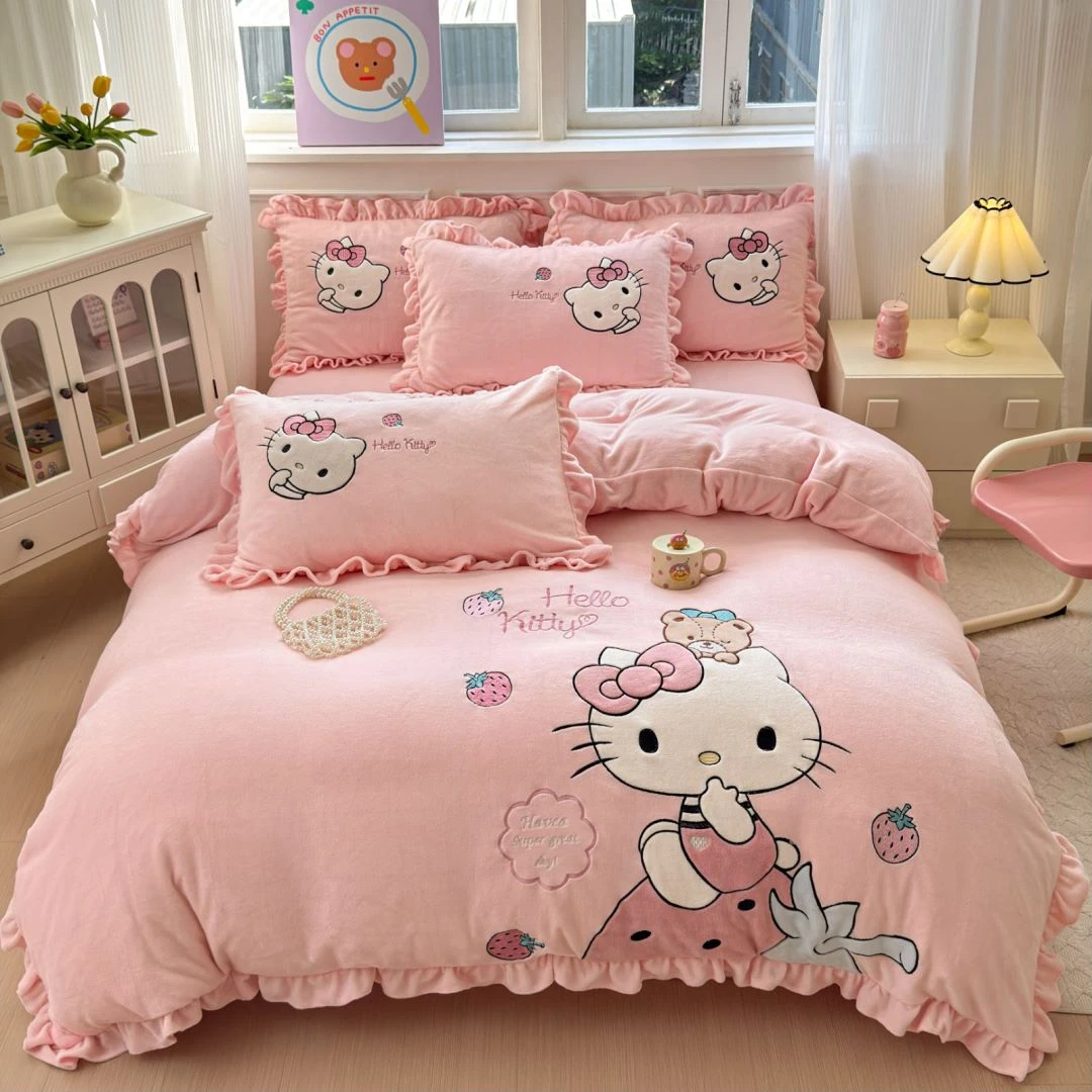 BOQIMENG/帛绮梦 高端牛奶棉绒刺绣+贴布绣四套件 卡通 公主风