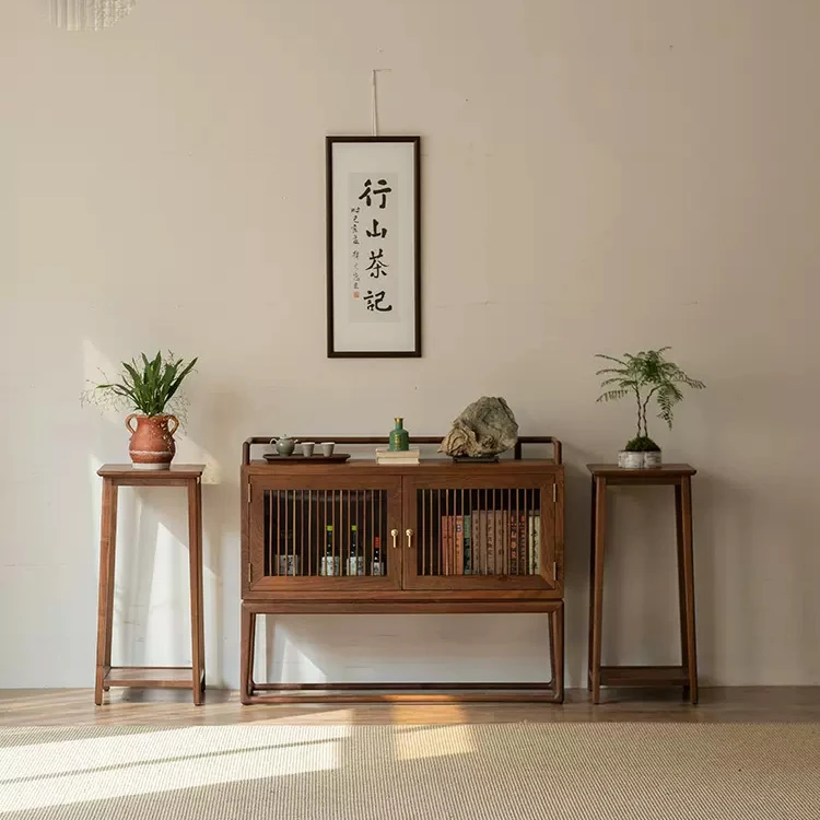 北美黑胡桃木餐边柜厨房橱柜家用储物柜茶水柜实木客厅实木置物柜