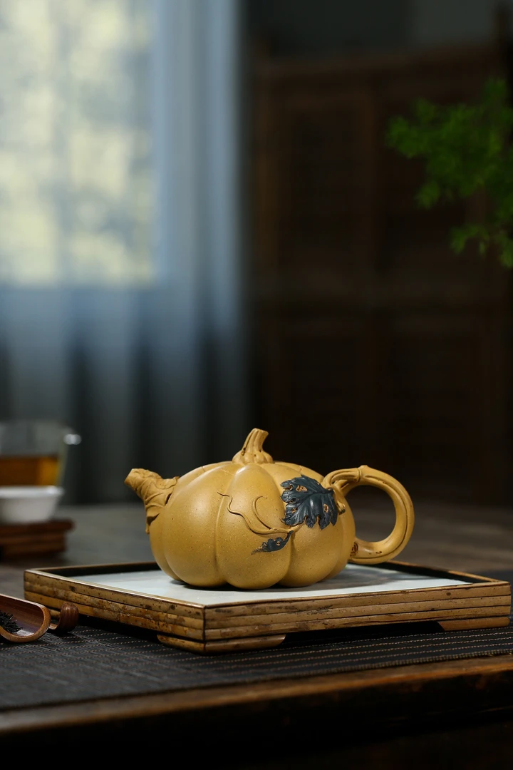 【正高工王林仙紫砂】金瓜·黄金段泥·380ml·精工半手