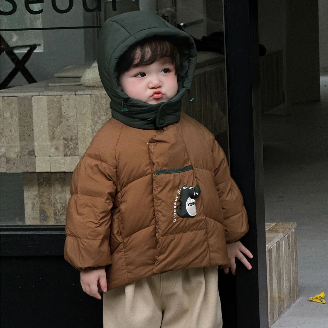 2024新款婴幼童加厚小童卡通连帽国标90白鸭绒分体羽绒服B26-809