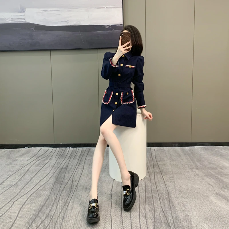 财阀千金小香风复古小众连衣裙女秋季新款高级感气质别致裙子收腰