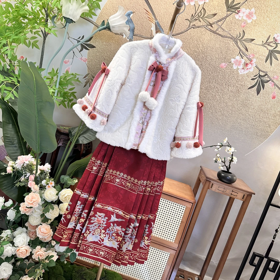 【宫蝉玉兔】秋冬亲子款明制马面裙汉服古风女童马面裙