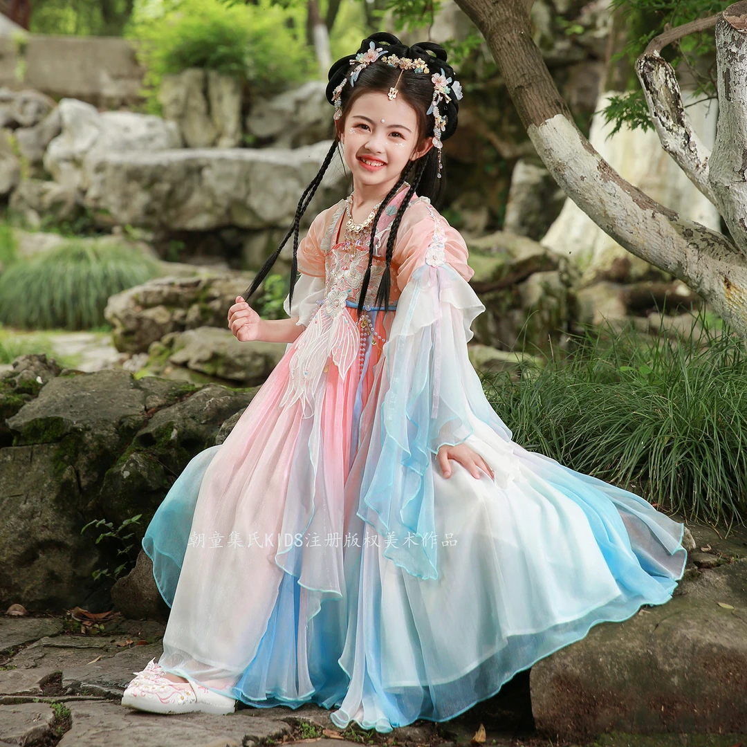 【锦妤】亲子重工刺绣唐制襦裙女童汉服仙气中国风夏季仙女裙子飘逸