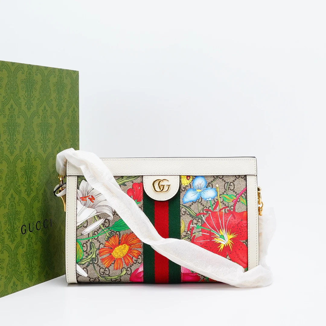 全新未使用 GUCCI/古驰 【静文vic】ophidia链条包小号花卉款