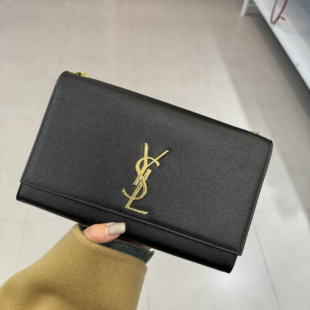 95新 YSL/圣罗兰 【桔夕佳佳】B17/Kate黑金鱼子酱链条包