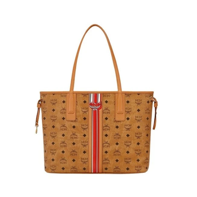 95新 MCM 【桔夕白菜】干邑色 皮革 中号 托特包/BGG602300001