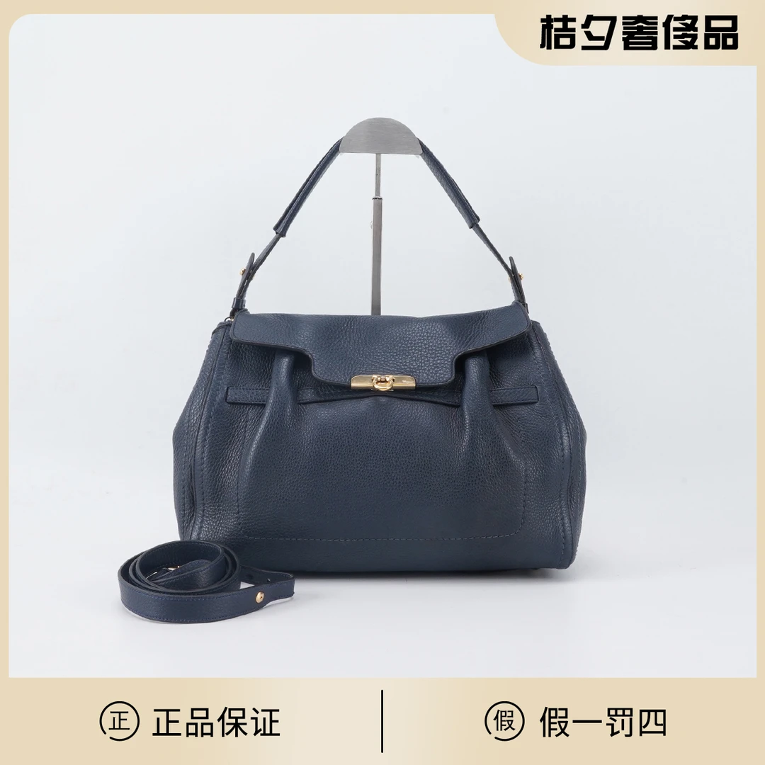 95新 FERRAGAMO/菲拉格慕 黑色 手提斜挎包 大号/BG22016677