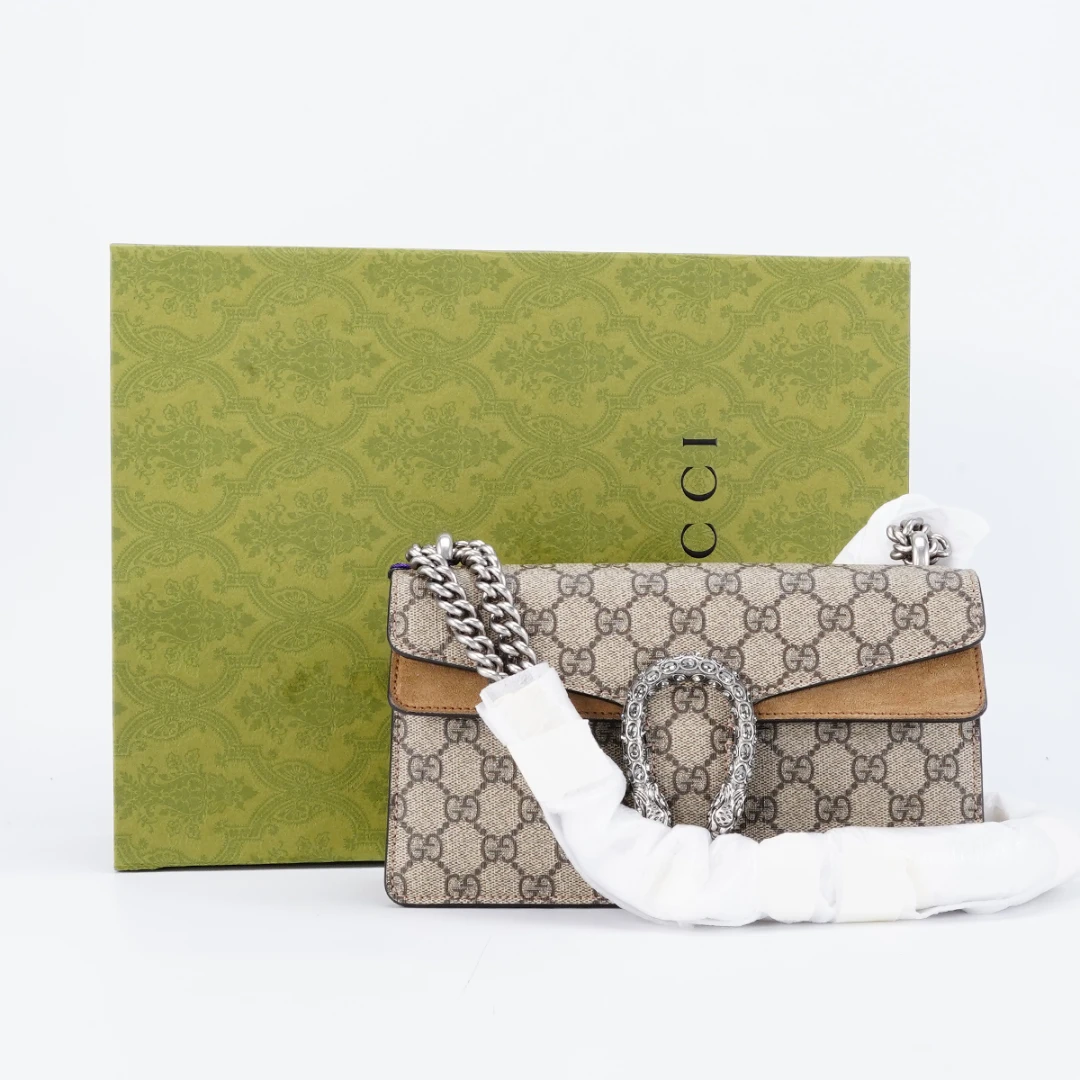 95新 GUCCI/古驰    【桔夕静文】新款酒神中号钻扣款包/BG22005642