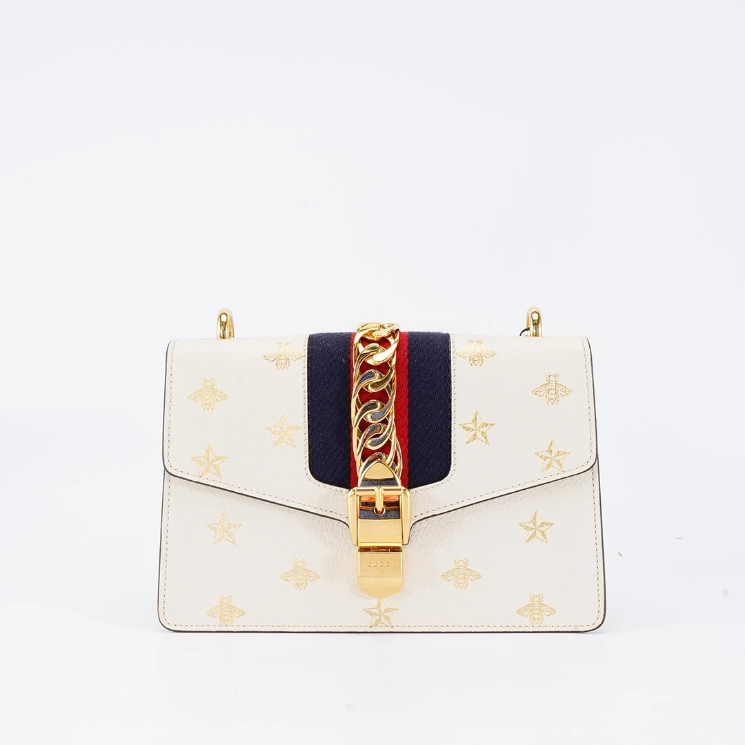 99新 GUCCI/古驰 【白菜】塞尔维亚中号包蜜蜂烫金/98新/BG22004300