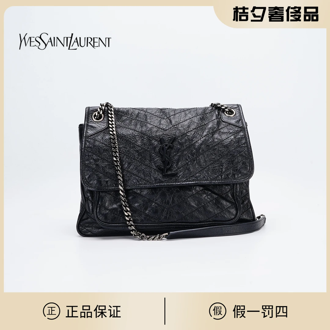 99新 YSL/圣罗兰 niki小号油蜡皮 黑色/BG22015824