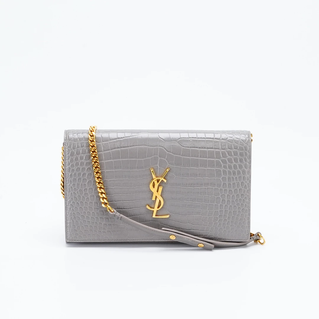 95新 YSL/圣罗兰 【桔夕娜娜】kate中号风琴鳄鱼纹亮面/BG23007095