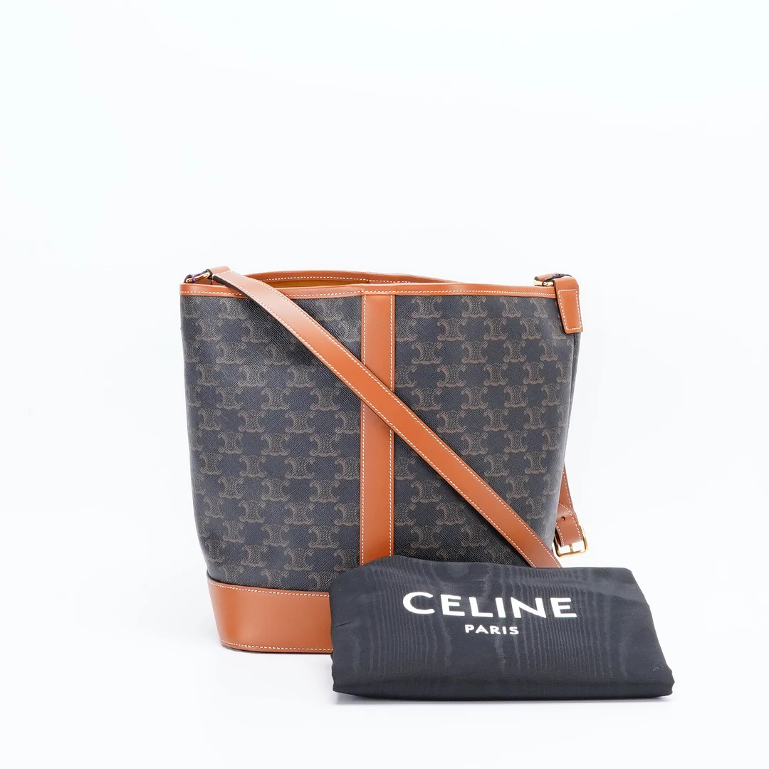 95新 Celine/思琳 【桔夕牛姐】凯旋门水桶包棕老花/BG23007089
