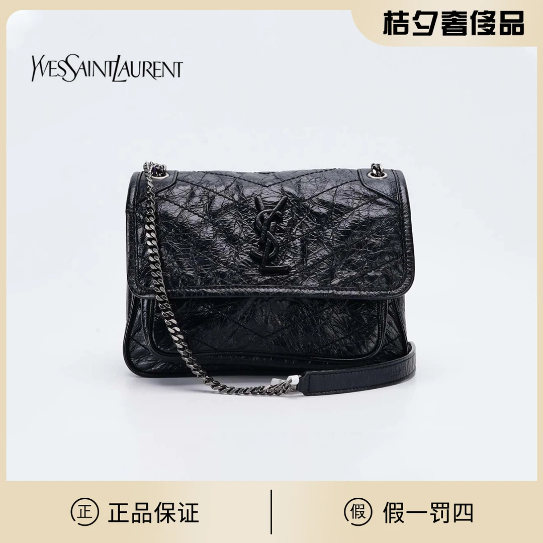 95新 YSL/圣罗兰 【林泽】 niki小号油蜡皮黑色/BG22000189/