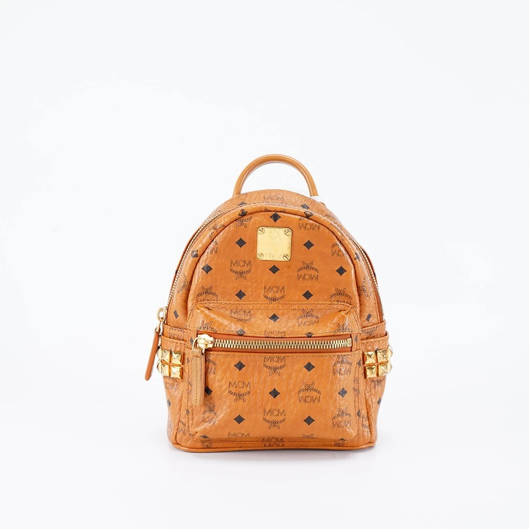 95新 MCM 【静文vic】双肩包mini干邑色/BG22007292