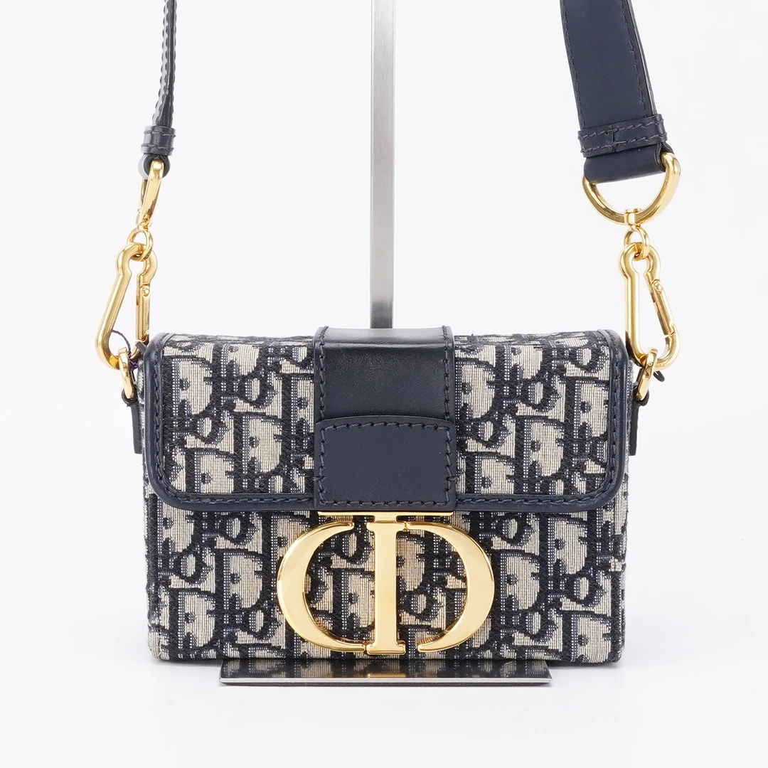 95新 DIOR/迪奥 【桔夕静文】蒙田 box包老花蓝色/BG22011958