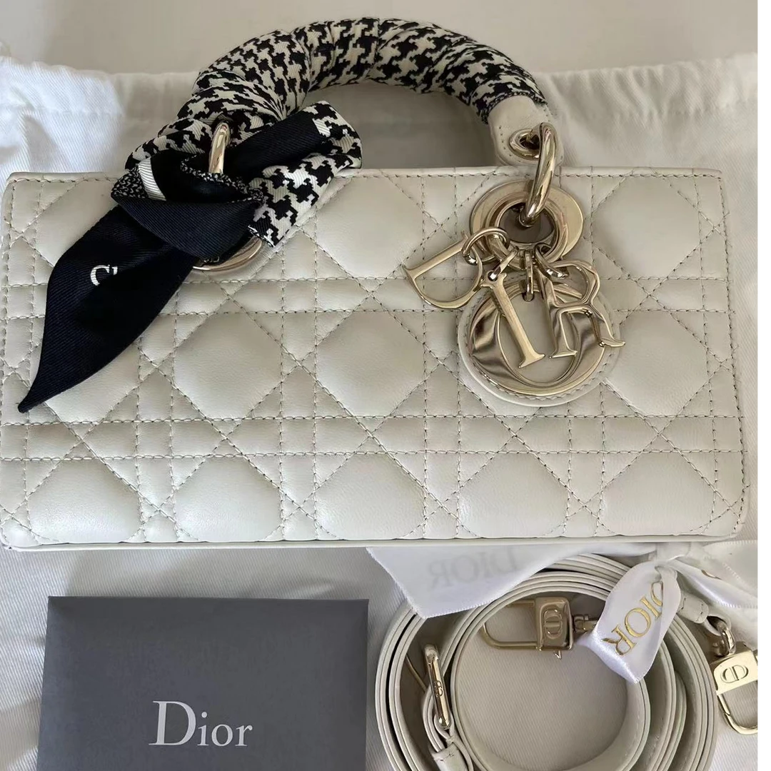 99新 DIOR/迪奥 戴妃横版白金手提斜跨/BGH401760043/98新