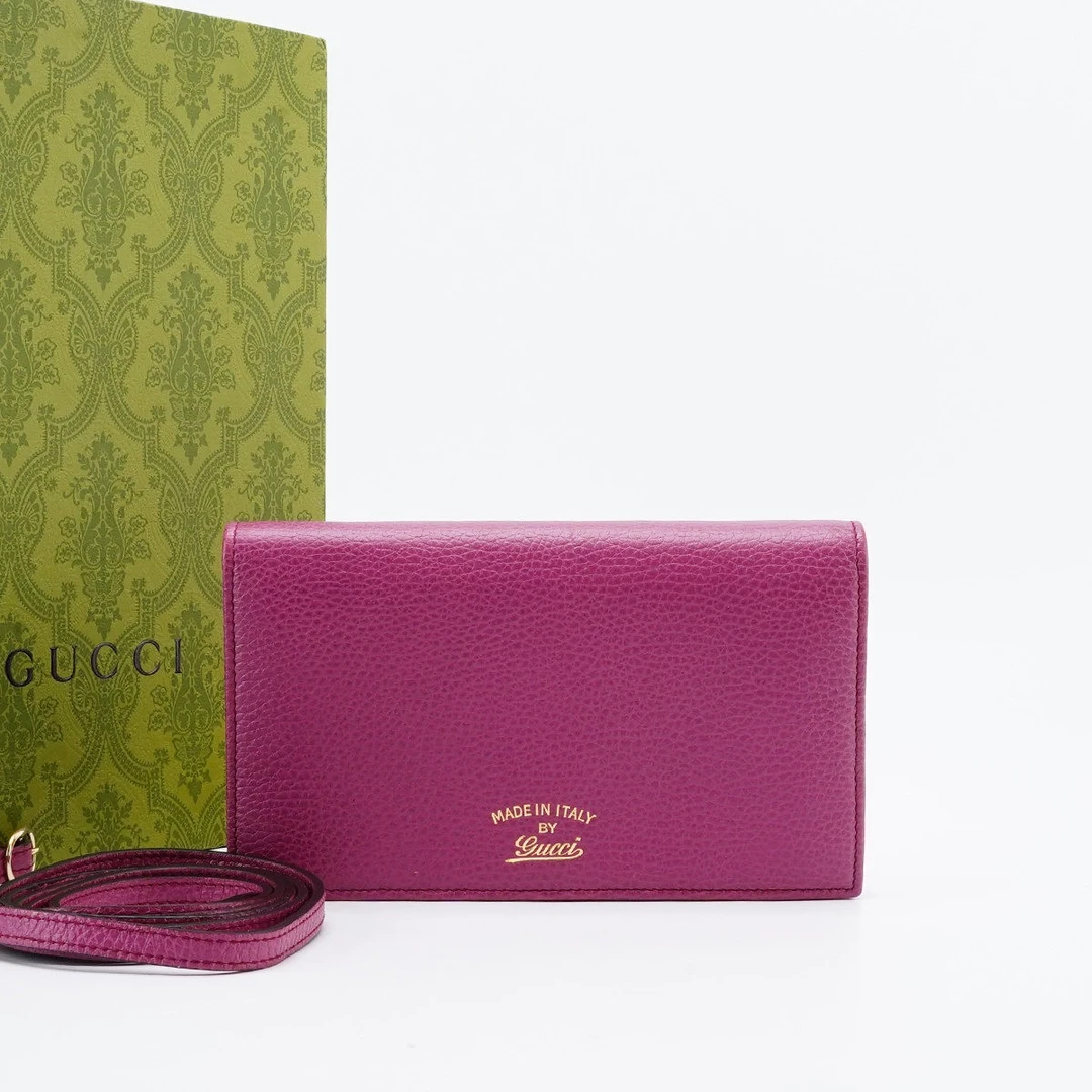 95新 GUCCI/古驰 【一口价】斜挎口盖包荔枝纹烫金logo/BG22012932