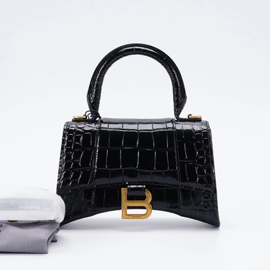 95新 Balenciaga/巴黎世家 【桔夕牛姐】沙漏包xs鳄鱼纹/BG22010258