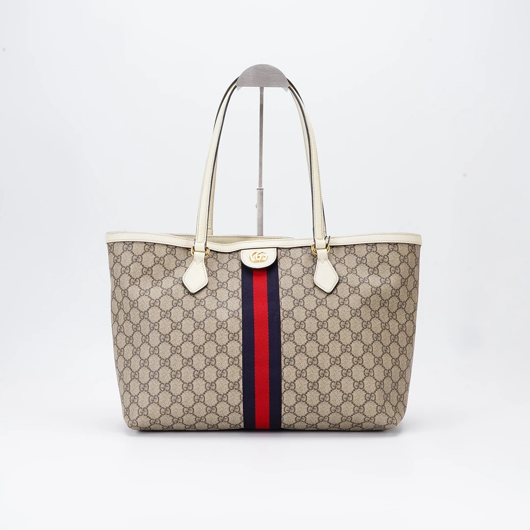 95新 GUCCI/古驰 ophidia托特包中号红蓝织物/BG23004873