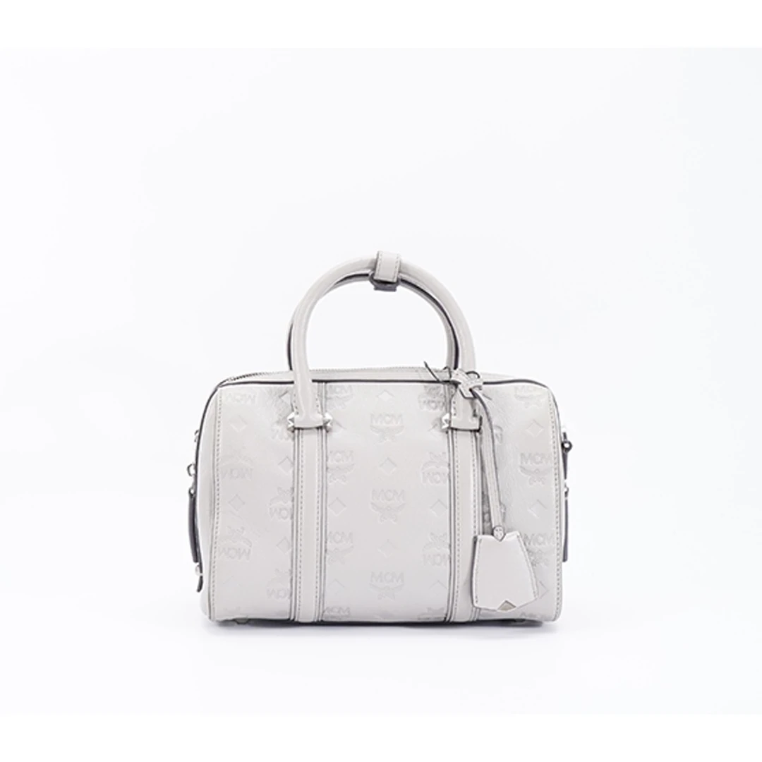 95新  【桔夕李漂亮】MCM 波士顿小号全皮白色/BG22011642