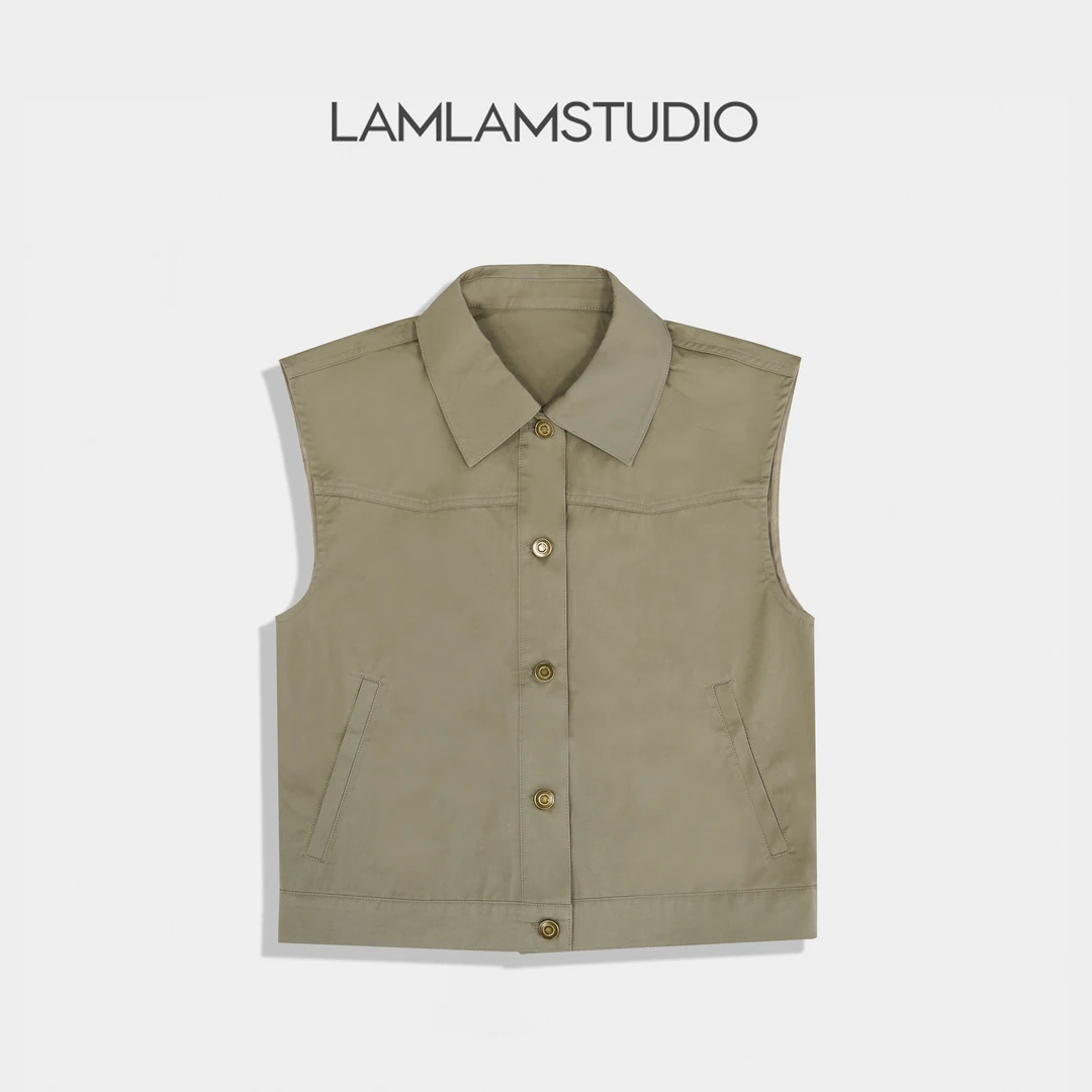 “柏林梵镜”复古简约马甲女夏季无袖舒适 张一琳 L252244W