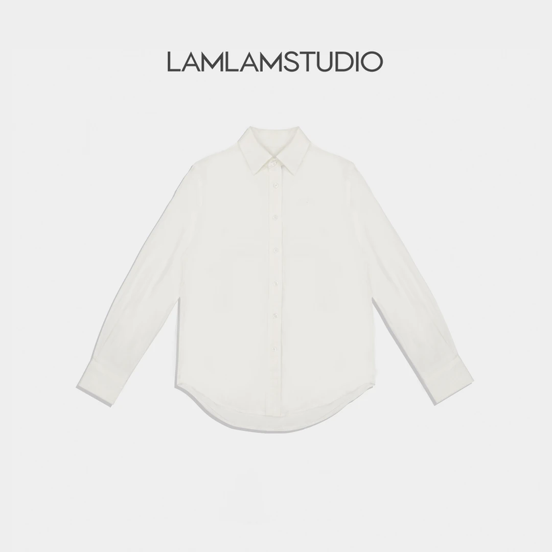 “静奢麻系”亚麻衬衫上衣衬衣长袖白色上班族通勤风 张一琳