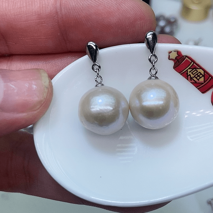 淡水珍珠耳饰银S925镶嵌