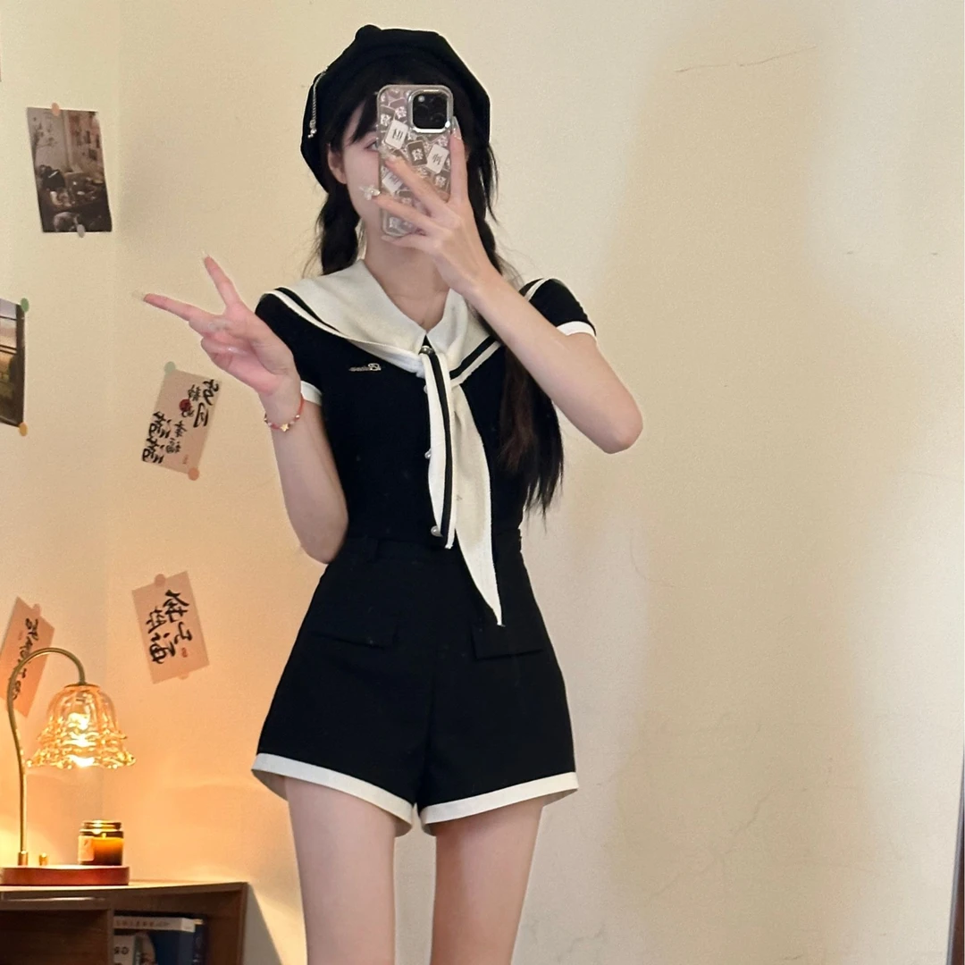 校阅学姐 织物猪原创 收腰显瘦美式复古学院风水军领JK cos