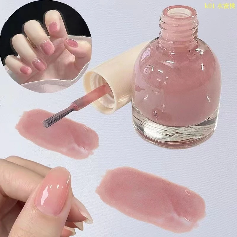 2024裸色新款水蜜桃指甲油显白指甲油免烤速干夏季不可撕拉流行色