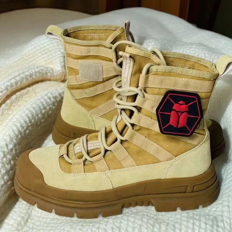 飞鹰～马丁靴加绒二棉耐磨休闲防滑徒步通用跟男士帆布马丁靴百搭