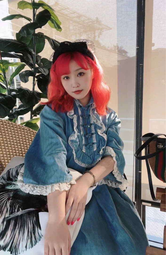 gucci 牛仔字母花边连衣裙 99新 40码 001682