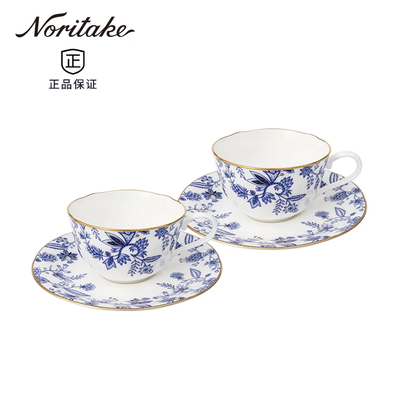 Noritake则武 BLUE SORRENTINO骨瓷咖啡杯子欧式田园风精致礼盒装