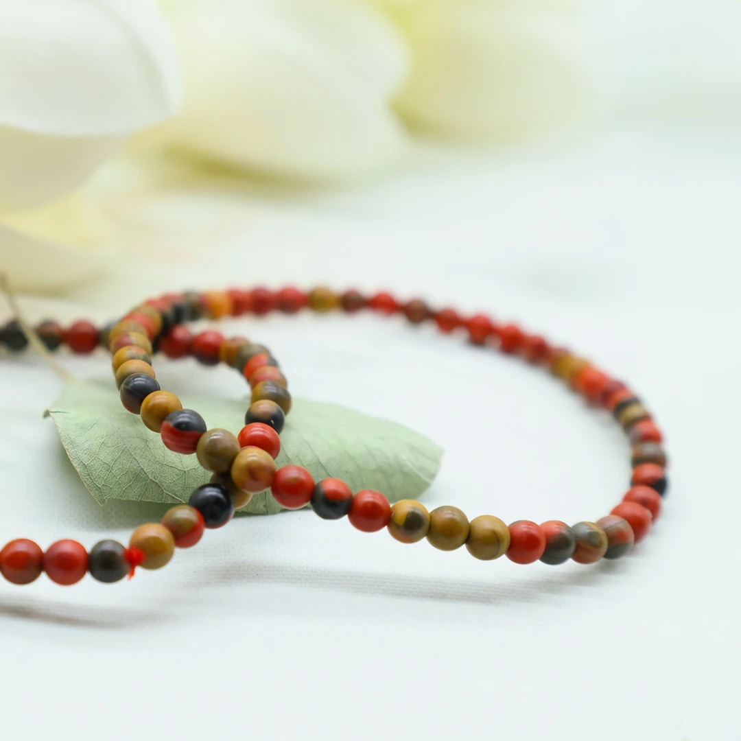 精品原矿南红 特色红黄圆珠单圈手串 多样性发货一串