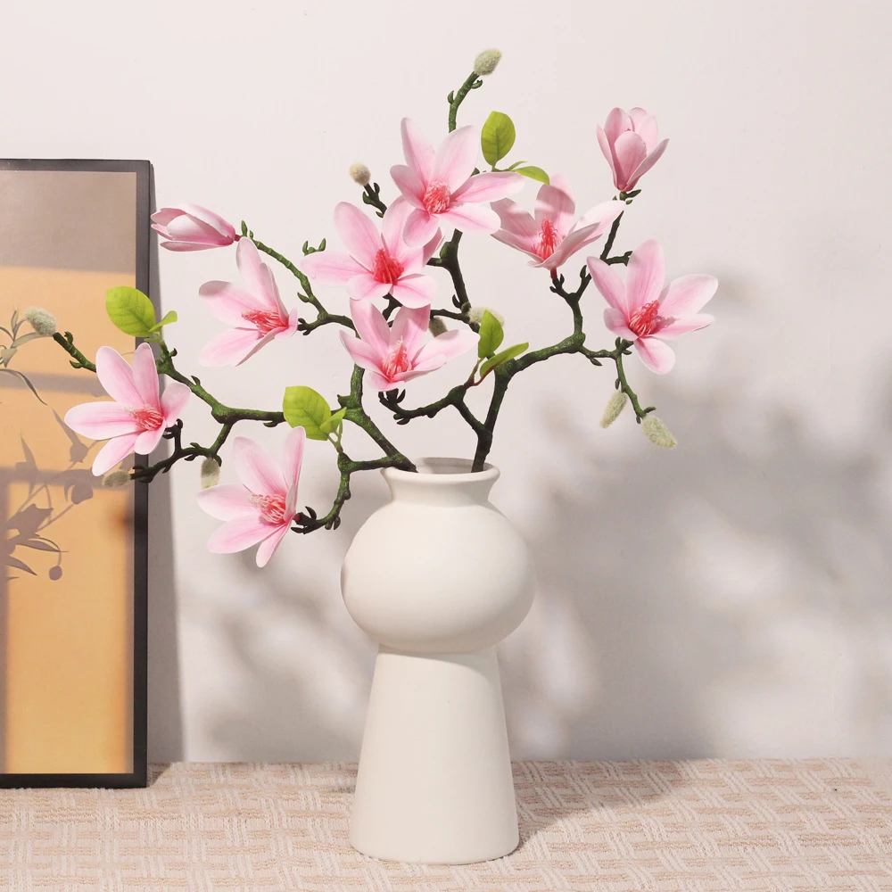 仿真花玉兰花逼真手感高质量假花客厅餐桌电视柜隔断装饰家居摆件